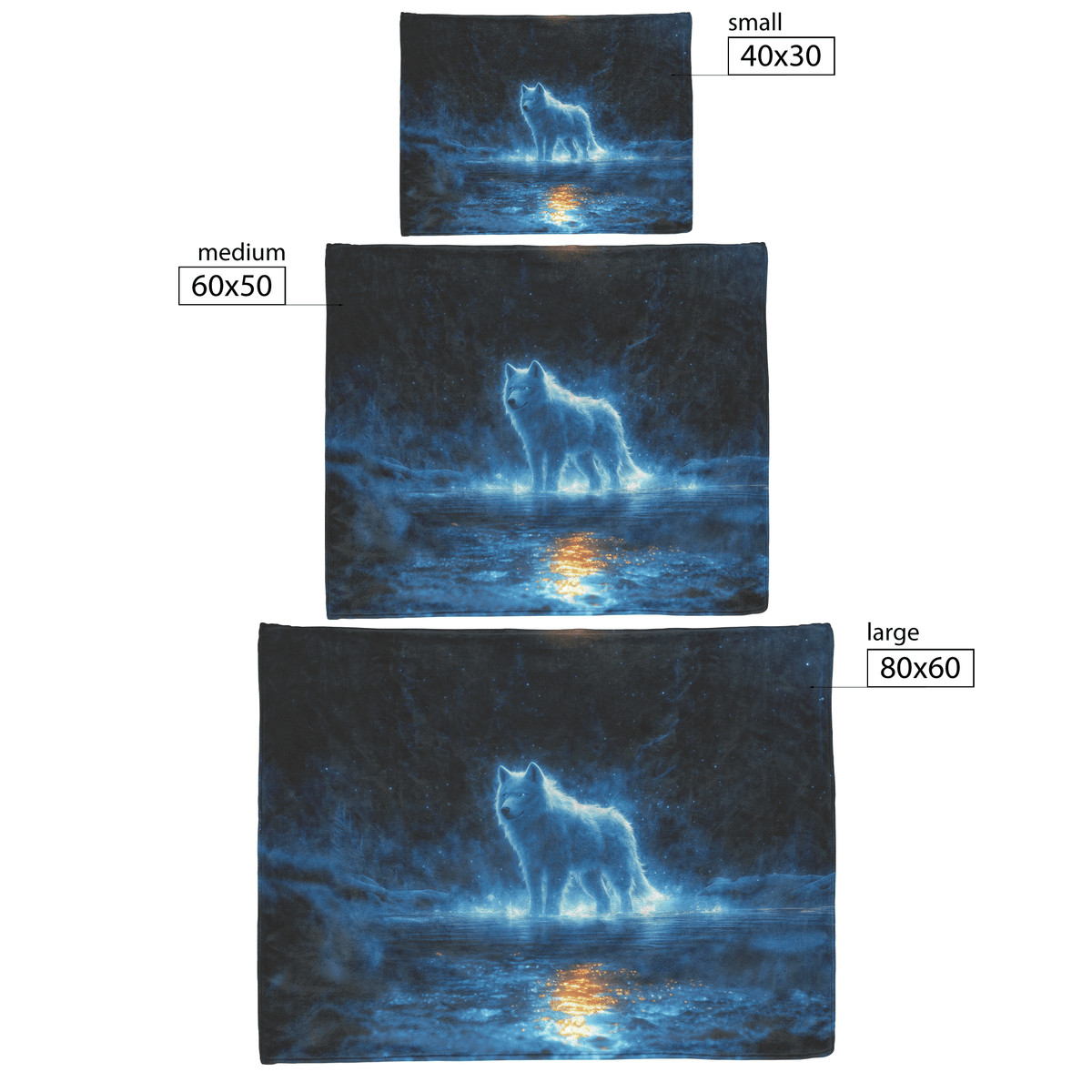 Swift Frostwolf Fleece Sherpa Blanket Frozen River Blue Light Trails Shimmering Textures Serene Bold Design - Awakening Righteousness