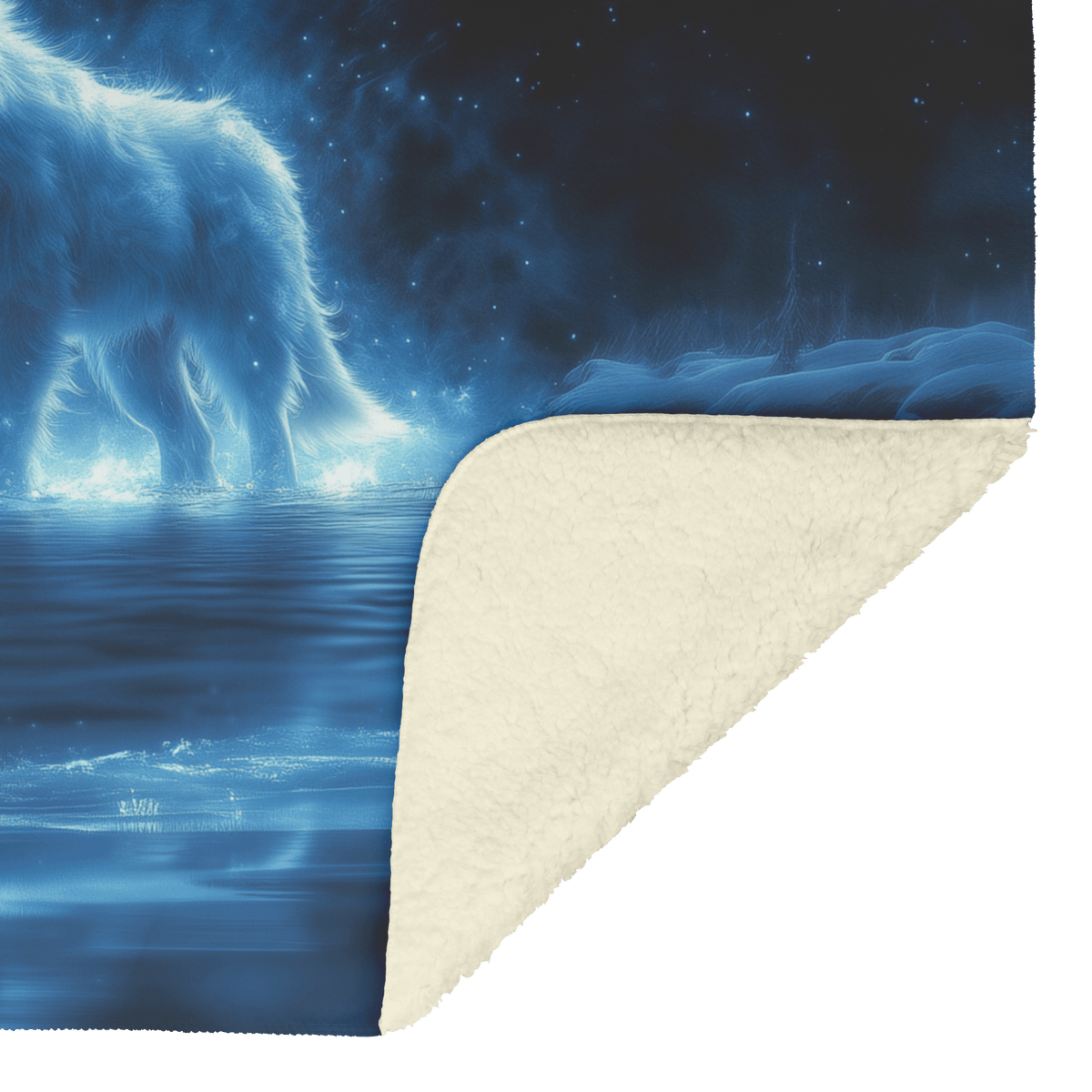Swift Frostwolf Fleece Sherpa Blanket Frozen River Blue Light Trails Shimmering Textures Serene Bold WoW Design - Awakening Righteousness