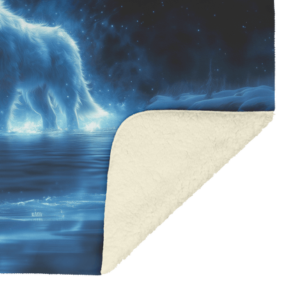 Swift Frostwolf Fleece Sherpa Blanket Frozen River Blue Light Trails Shimmering Textures Serene Bold WoW Design - Awakening Righteousness