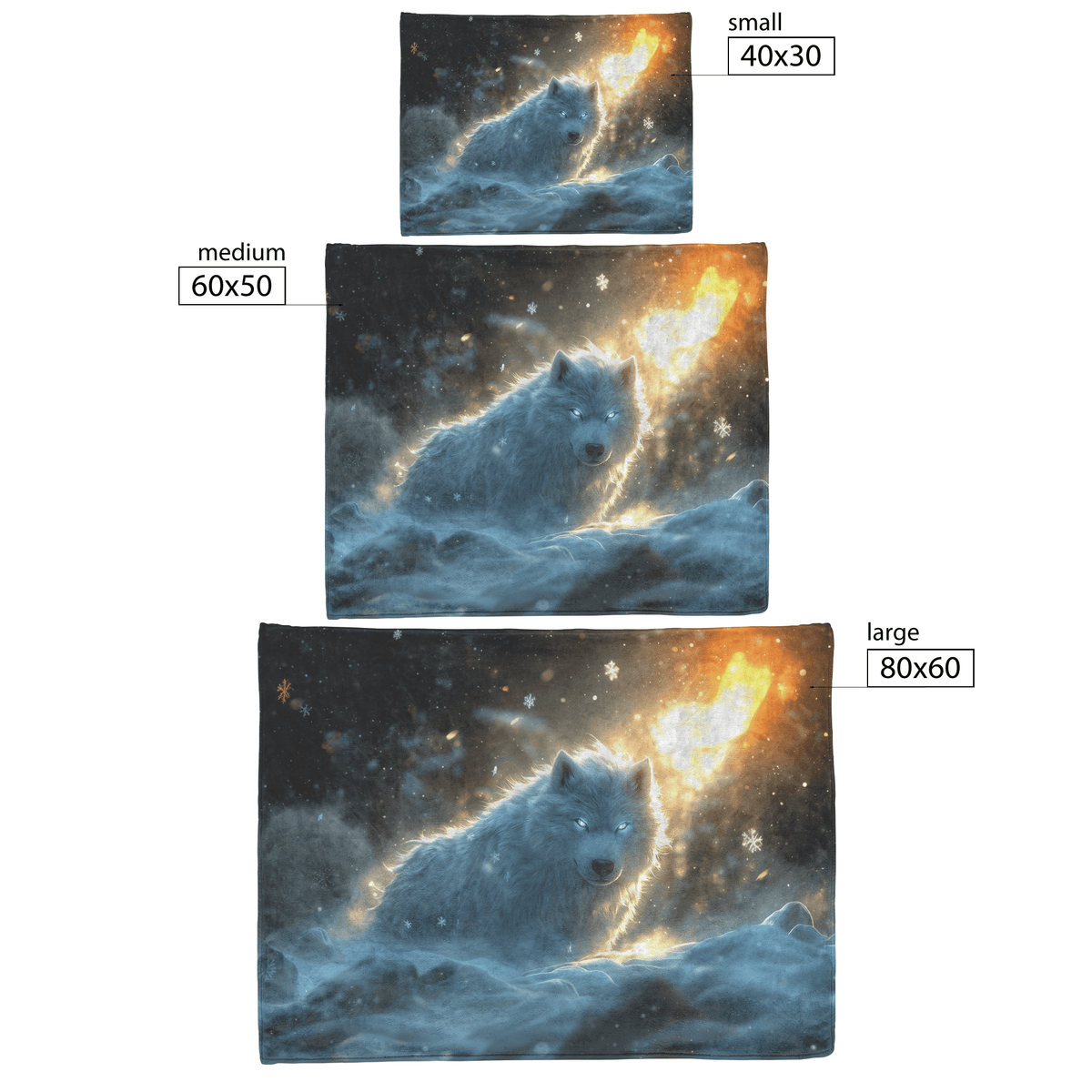 Swift Frostwolf Fleece Sherpa Blanket Icy Blue Fur Silver Armor Frost Trails Snowflakes Bold Powerful WoW Design - Awakening Righteousness