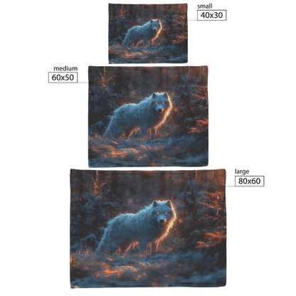 Swift Frostwolf Fleece Sherpa Blanket Icy Forest Silver Textures Frost Highlights Peaceful Inspiring Design - Awakening Righteousness