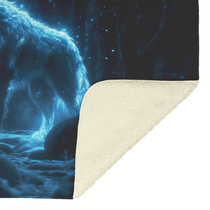 Swift Frostwolf Fleece Sherpa Blanket Icy Forest Silver Textures Frost Highlights Peaceful Inspiring WoW Design - Awakening Righteousness