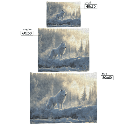 Swift Frostwolf Fleece Sherpa Blanket Snowy Tundra Frost Textures Silver Reflections Tranquil Majestic WoW Design - Awakening Righteousness