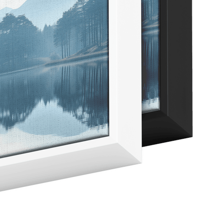 Tranquil Lake Scene Soft Taupe Hills Reflections Muted Gradients Clean Lines Ultra High Definition Refined Minimalist Panoramic Framed Canvas Wall Art - Awakening Righteousness