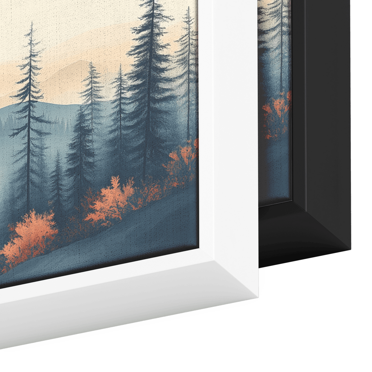 Tranquil Landscape Illustration Muted Hills Pale Sky Taupe Beige Ultra High Definition Modern Minimalist Panoramic Framed Canvas Wall Art - Awakening Righteousness
