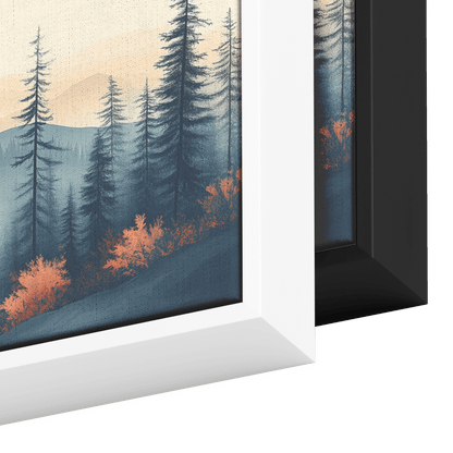 Tranquil Landscape Illustration Muted Hills Pale Sky Taupe Beige Ultra High Definition Modern Minimalist Panoramic Framed Canvas Wall Art - Awakening Righteousness