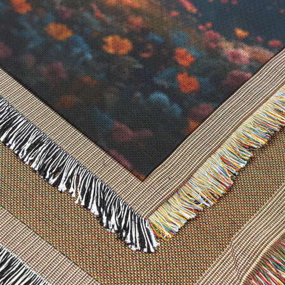 Tree of Knowledge with Radiant Blossoms and Flowers at the Base Woven Throw Blanket for Home Decor - Awakening Righteousness
