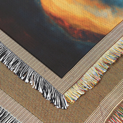 Tree of Knowledge with Radiant Light and Starry Sky Woven Throw Blanket for Home Decor - Awakening Righteousness