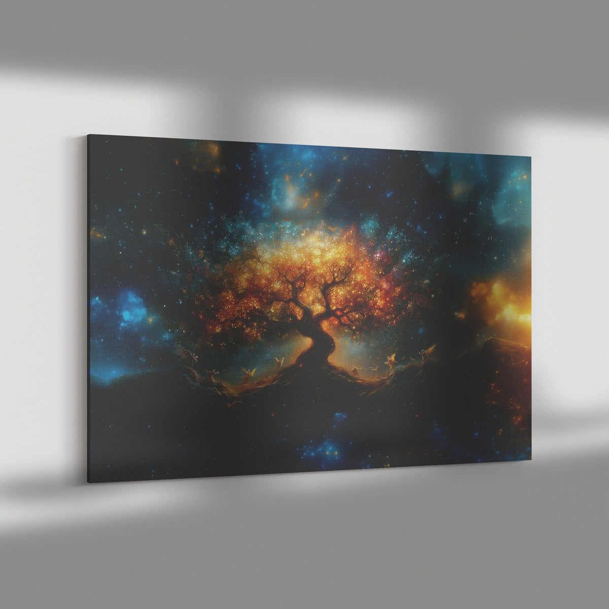 Tree of Life Canvas Wall Art Illuminated with Celestial Glow Surrounded by Angels Symbolizing Hope and Eternal Harmony - Awakening Righteousness