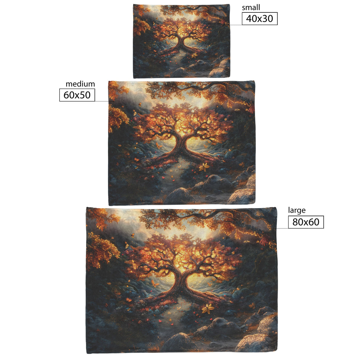 Tree Of Life With Glowing Leaves And Butterflies Fleece Sherpa Blanket Christian Gift Symbol Of Faith And Renewal - Awakening Righteousness