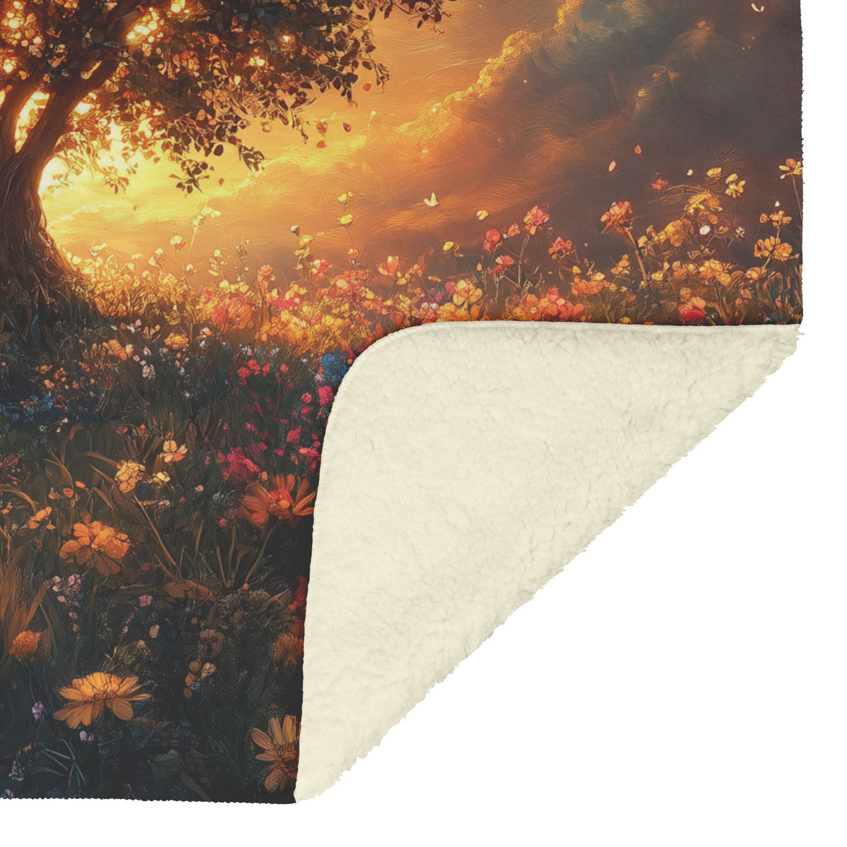 Tree Of Life With Glowing Light And Colorful Flowers Fleece Sherpa Blanket Christian Gift Symbol Of Faith And Hope - Awakening Righteousness