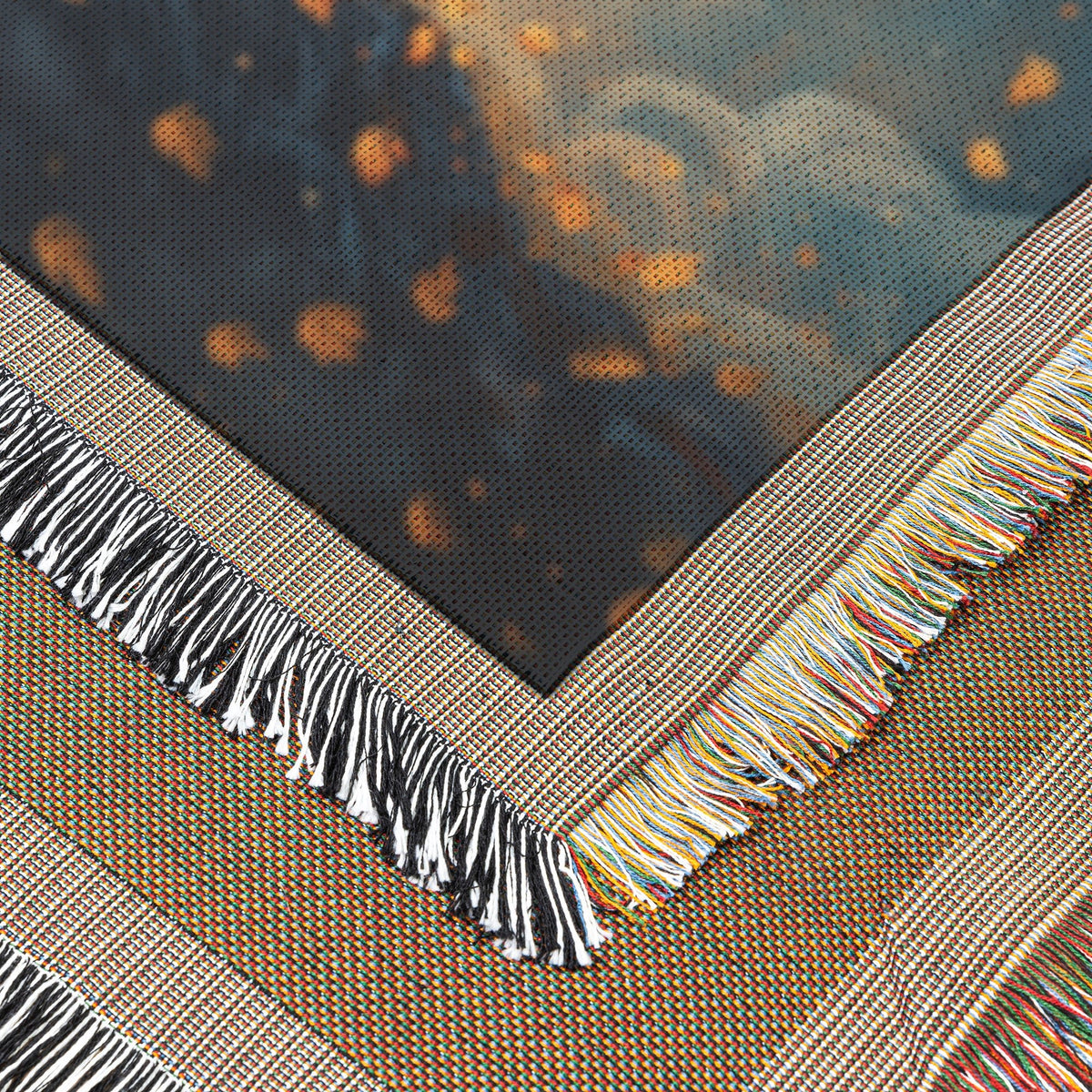 Tree of Life with Golden Leaves and Starry Sky Woven Throw Blanket for Cozy Home Decor - Awakening Righteousness