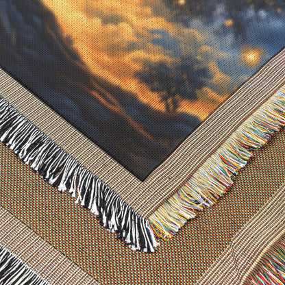 Tree of Life with Starry Sky and Glowing Light Woven Throw Blanket for Home Decor - Awakening Righteousness