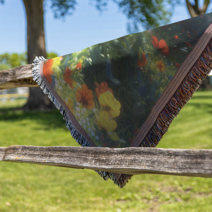 Tree of Life Woven Throw Blanket Enchanting Forest with Radiant Wildflowers Spiritual Nature Inspired Home Decor - Awakening Righteousness