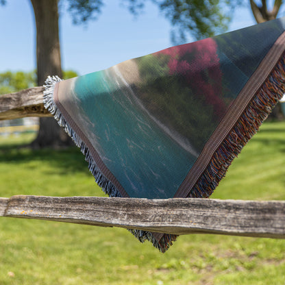 Tropical Beach Paradise with Crystal Clear Waters Woven Throw Blanket for Home Decor - Awakening Righteousness