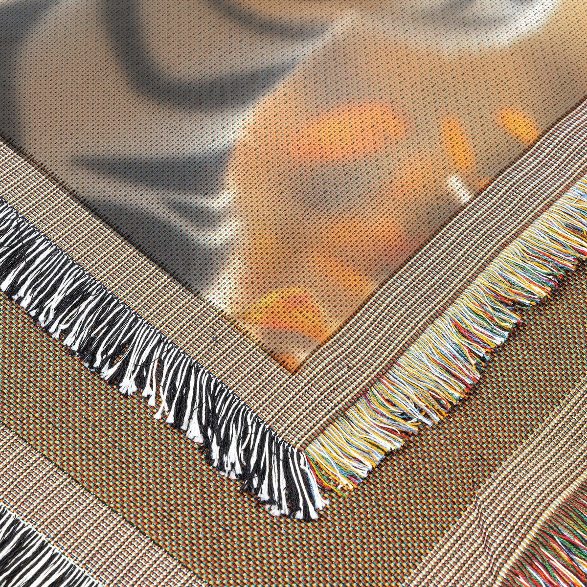 Two Adorable Baby Zebras with Blue Eyes in Autumn Forest Cozy Woven Throw Blanket - Awakening Righteousness