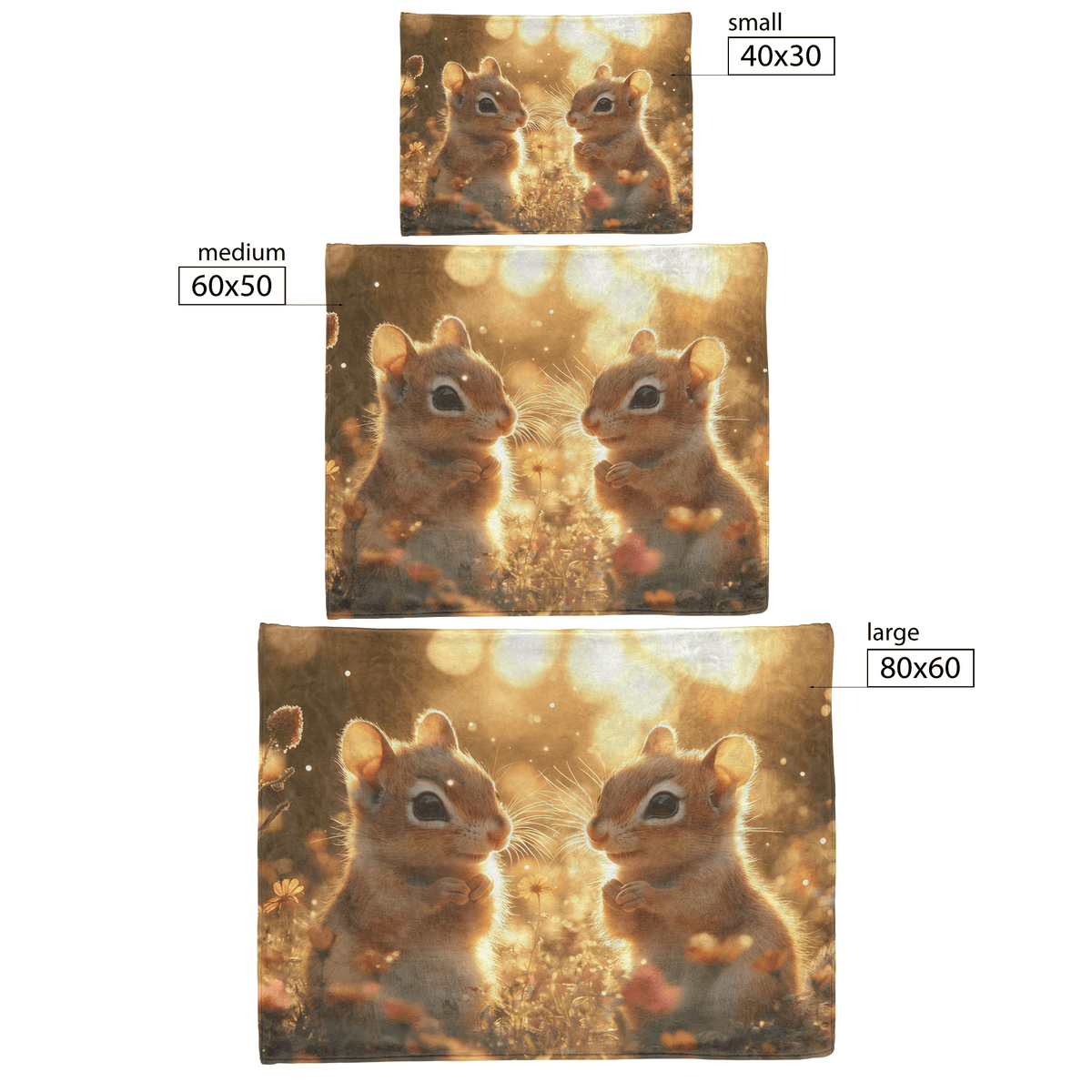 Two Chipmunks Playing in Glowing Meadow Surrounded by Tall Grass Shimmering Wildflowers and Golden Sunlight Fleece Sherpa Blanket - Awakening Righteousness