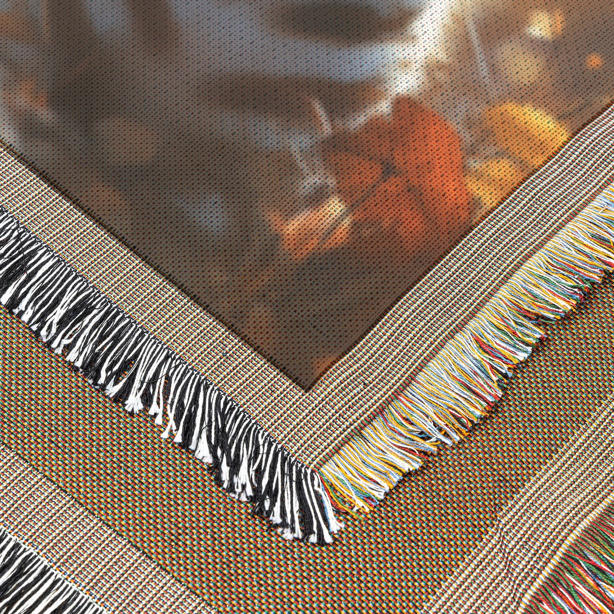 Two Cute Baby Zebras with Blue Eyes in Autumn Forest Cozy Woven Throw Blanket - Awakening Righteousness