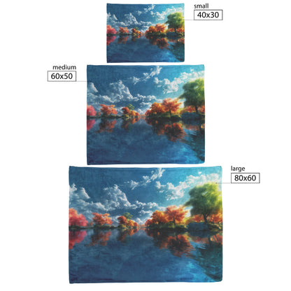 Vibrant Autumn Forest Scenic Reflection Fleece Sherpa Blanket Luxurious Cozy Design Inspired by Natures Tranquil Beauty - Awakening Righteousness