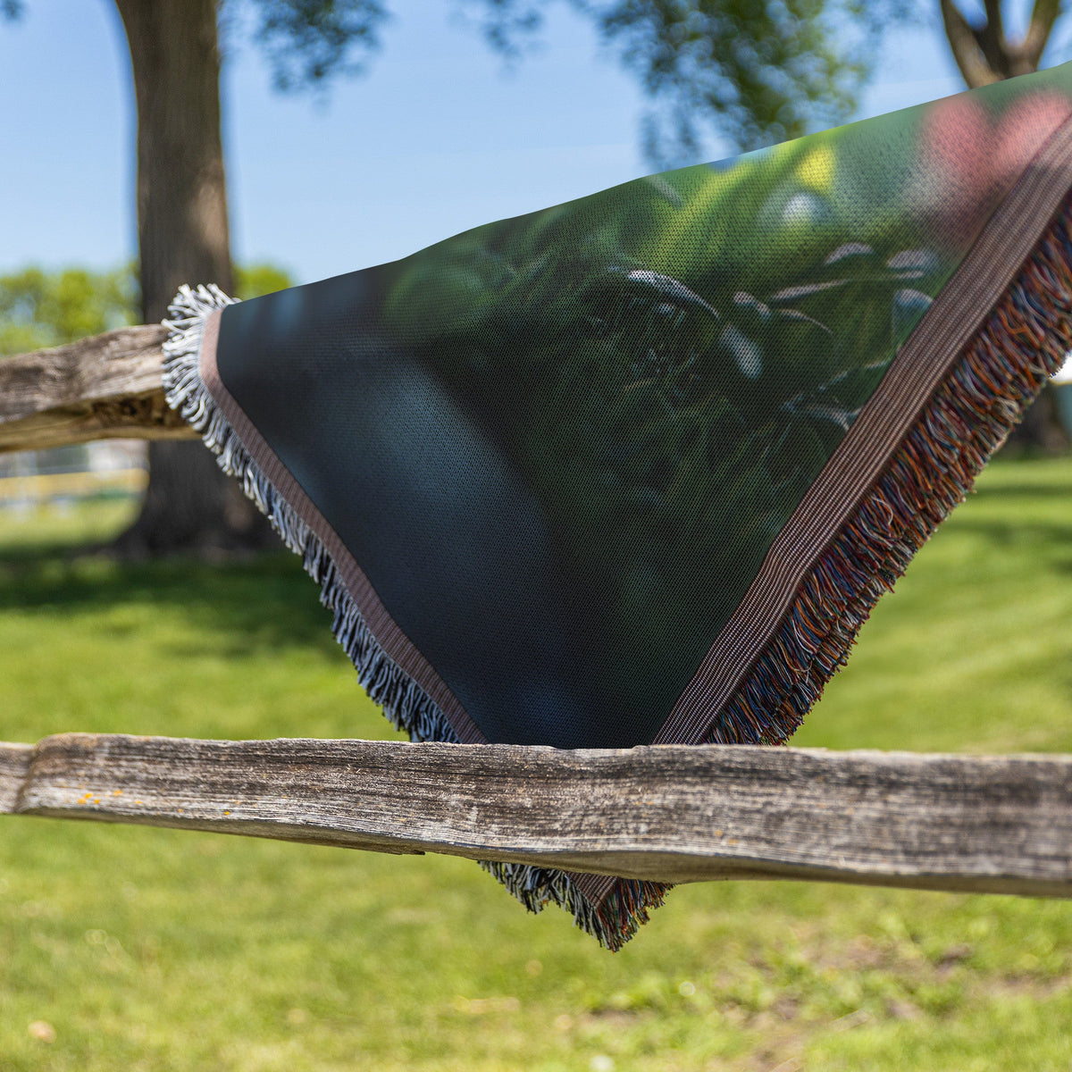 Vibrant Colorful Blooming Flowers with Greenery and Soft Sunlight for Woven Throw Blanket Design - Awakening Righteousness