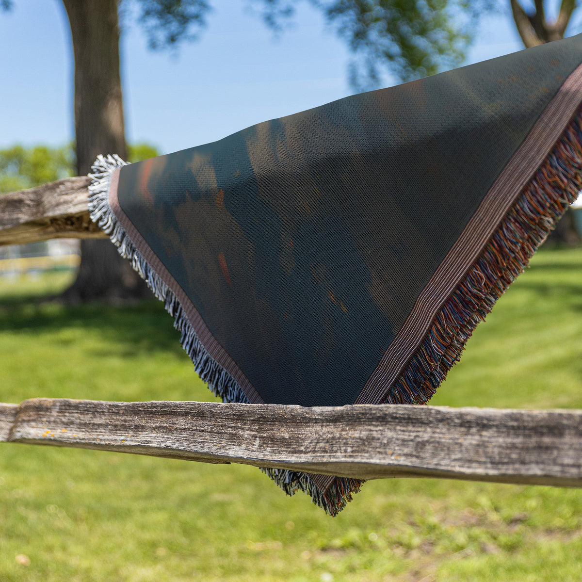 Vibrant Woven Throw Blanket Featuring Reflections of Autumn Trees and Mountain Lake in Stunning Landscape - Awakening Righteousness