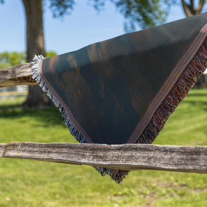 Vibrant Woven Throw Blanket Featuring Reflections of Autumn Trees and Mountain Lake in Stunning Landscape - Awakening Righteousness