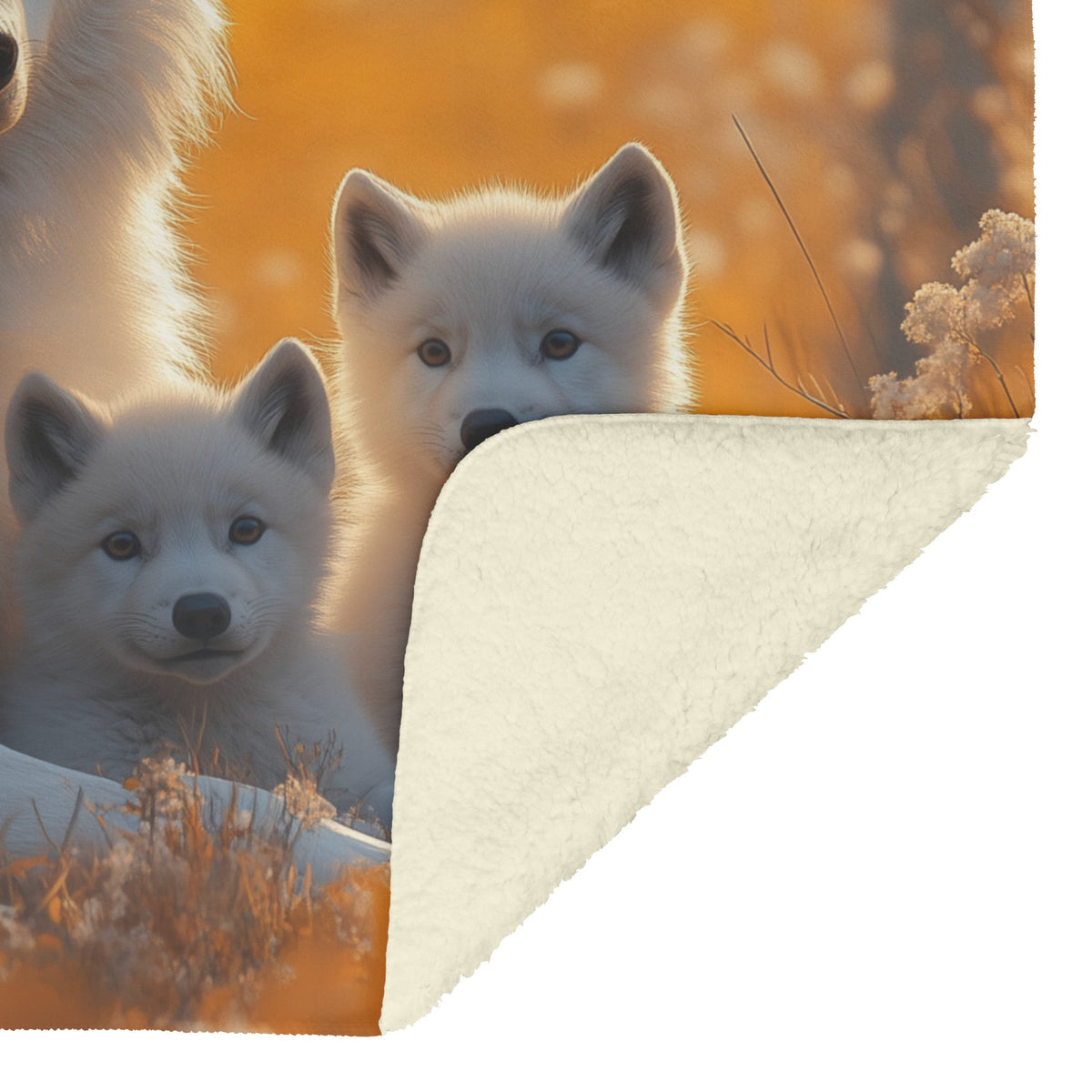 White Wolf Cozy Family Fleece Sherpa Blanket Nature's Warm Embrace - Awakening Righteousness