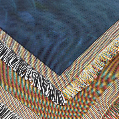 Woven Throw Blanket Featuring a Peaceful Pathway Beside a River with Majestic Clouds and Sunsets - Awakening Righteousness