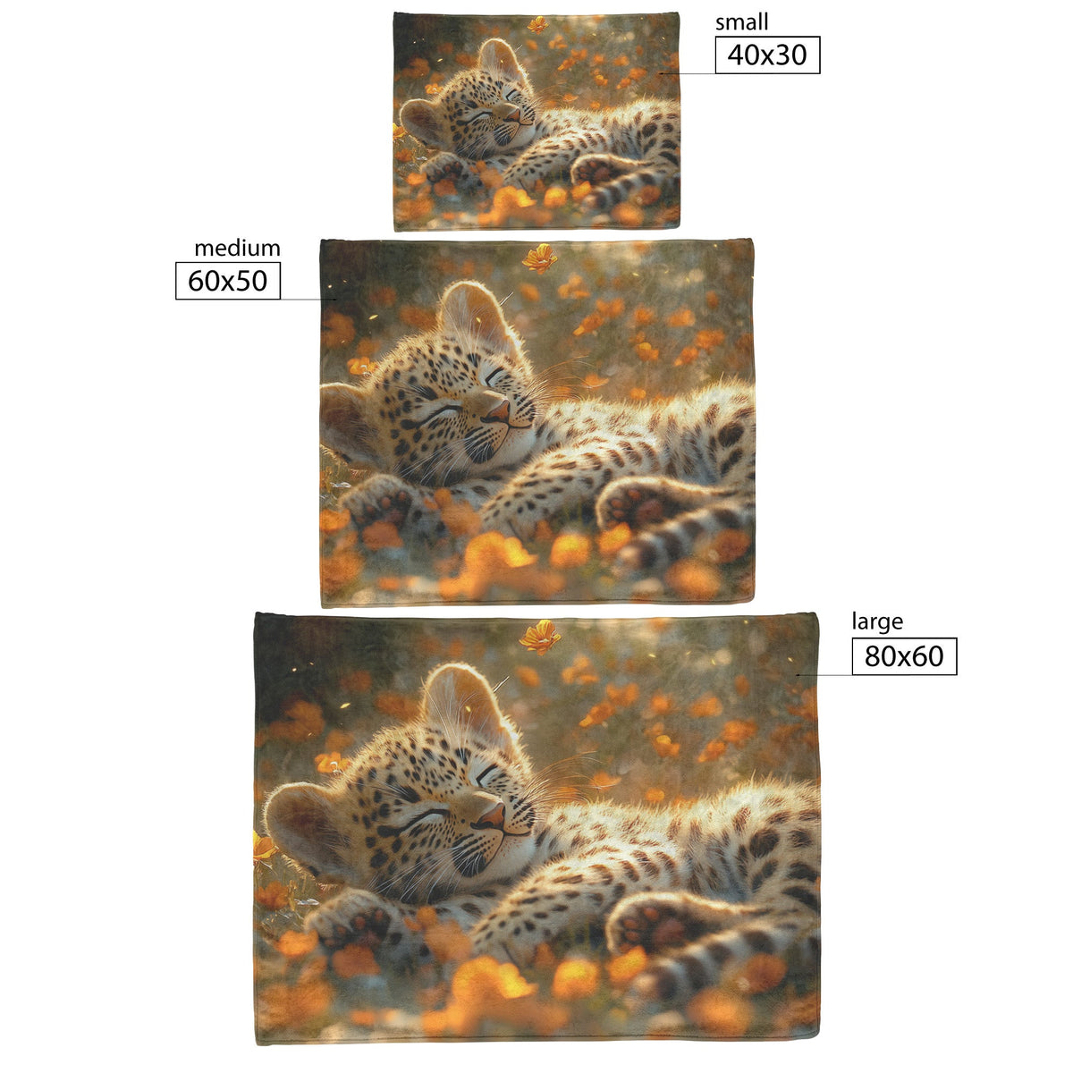Young Leopard Cub Playfully Rolling in Meadow of Glowing Flowers and Soft Sunlight Fleece Sherpa Blanket - Awakening Righteousness