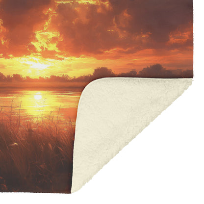 Zebra in Golden Savanna Sherpa Fleece Blanket Glowing Sunset Soft Light Peaceful Wildlife Scene - Awakening Righteousness