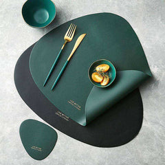 Non Slip PU Leather Tableware Pad Placemat Disc