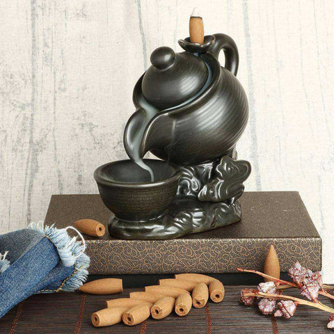 Cool Black Tea Pot with Cup Incense Burner