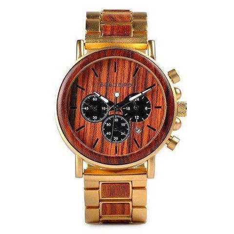 Gold Watch Men Luxury Brand Wooden Wristwatches