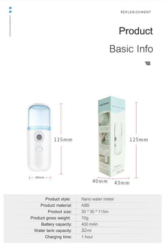 Nano Face Steamer USB Nebulizer Hydrating Sprayer