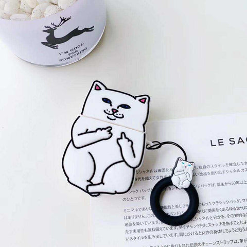 Image of Cartoon Cat Finger Ring 3D Despise AirPods Case