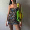 Aesthetic Backless Butterfly Leopard Print Mini Strap Lace Up Women Dresses