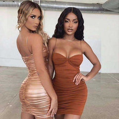 Women's 2 Layers Bodycon Ruched Elegant Dress