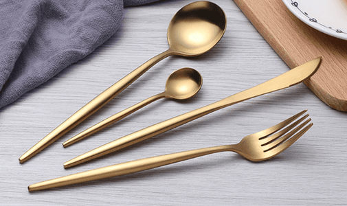 Stainless Steel Black Gold Fork Knife Spoon Tableware Set