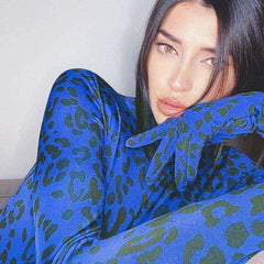 Red Leopard Print Turtleneck Bodysuit with Gloves Autumn Skinny Body Long Sleeve
