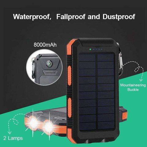 Image of Fast Charge Solar Charge Power Bank With Dual USB LED Flashlight And Compass