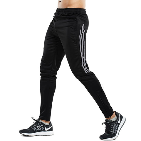 Image of Men's Sweatpants Gyms Fitness Bodybuilding Joggers Workout Trousers Zipper Football Soccer Pants Training Sport Srousers