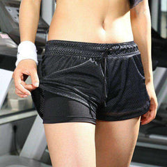 Women Yoga Short Leggins  Mesh Breathable