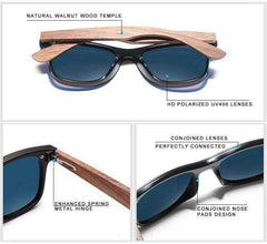 Men Sunglasses Polarized Walnut Wood Mirror UV400 Lens