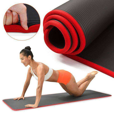 Image of High Quality Yoga Mat Red Black Mat Extra Thick Non Slip