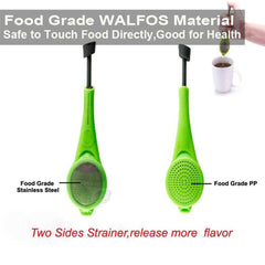 Long Handle Tea Filter Built-in Plunger Coffee Strainer