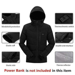 New Winter Outdoor USB Infrared Heating Hooded Jacket For Men
