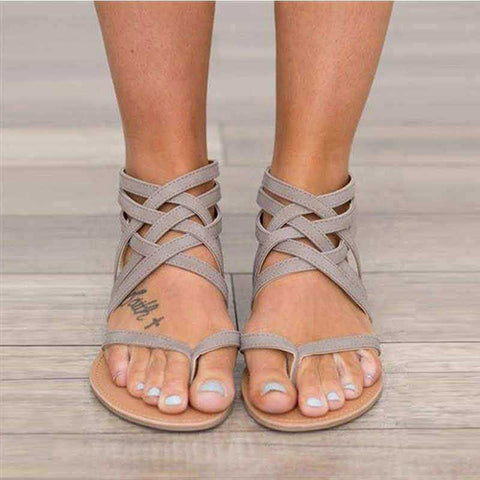 Image of New Female Cross Tied Flat Sandals Rome Style Casual Shoes