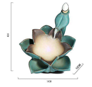 Ceramics LED Lotus Incense Burner Aroma Smoke Waterfall Fountain Censer