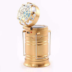 6 in 1 Portable Outdoor LED Camping Lantern With Fan Solar Rechargeable