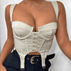 Women Fashion Hook Corset Sexy Bustier Backless Zipper Sleeveless Crop Tops